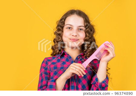 fashion accessory tools. Nice and tidy hairstyle. Girl kid brushing long gorgeous hair. Extra fresh dry shampoo. happy girl with hair brush. healthy and strong hair. hairdresser beauty salon fashion accessory tools. Nice and tidy hairstyle. Girl kid brushing long gorgeous hair. Extra fresh dry shampoo. happy girl with hair brush. healthy and strong hair. hairdresser beauty salon 96374890