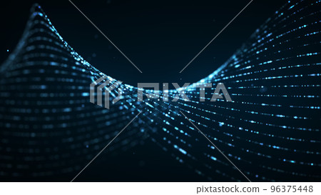 Wave of blue particles. glitter background. 96375448
