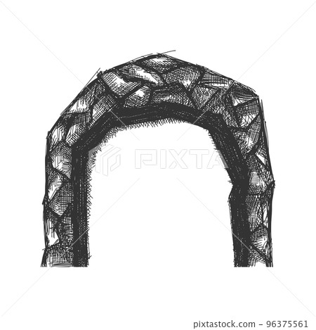 An arch, a cave, and a hand-drawn shelter. Vector illustration. An arch, a cave, and a hand-drawn shelter. Vector illustration. 96375561