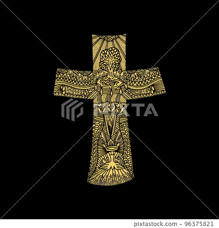 Christian doodle illustration. The Cross of the Lord and Savior Jesus Christ. 96375821