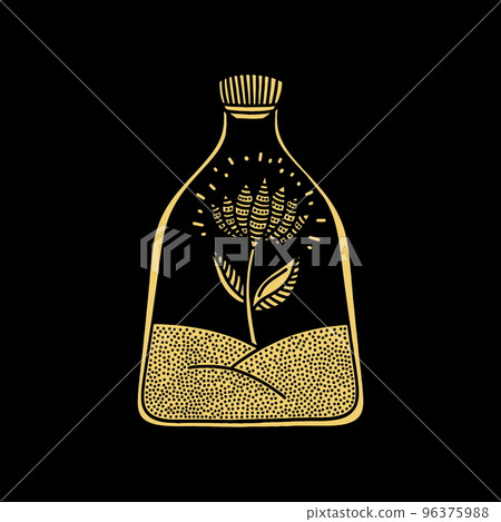 Doodle style illustration. A magic flower inside the bottle, hand-drawn. Doodle style illustration. A magic flower inside the bottle, hand-drawn. 96375988