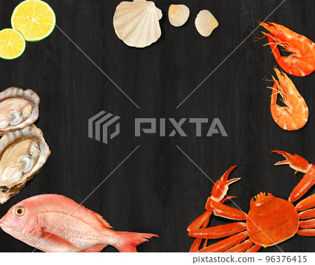 海鮮海鮮系列插圖手繪集板背景材料 海鮮海鮮系列插圖手繪集板背景材料 96376415