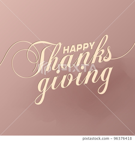 Hand drawn Happy Thanksgiving typography in minimalistic style, Vector calligraphy lettering holiday quote 96376418