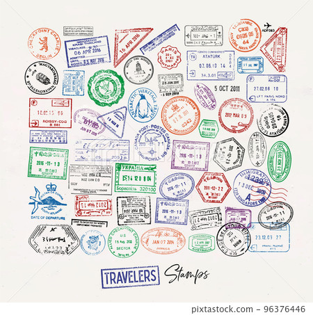 Passport stamp icon set Passport stamp icon set 96376446