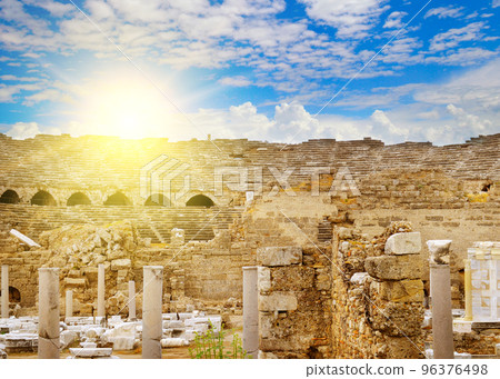 Ruins of an antique amphitheater, Side Turkey. 96376498