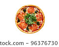 Pizza Caprice on a white background view from the top 96376730