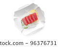 tuna in fast food packaging on a white background 96376731