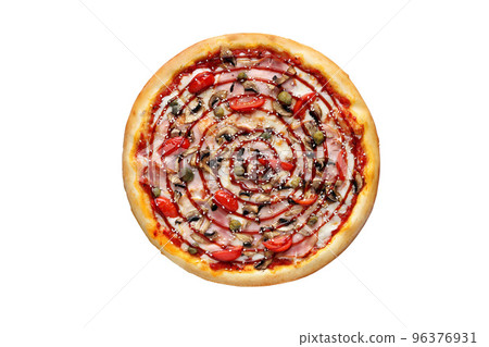 Barbecue pizza on a white background isolated 96376931