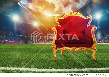 Comfortable and luxury velvet armchair in a soccer stadium 96377147