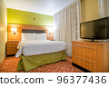USA, luxury hotel room, TV on 96377436