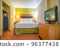 USA, luxury hotel room, TV on 96377438