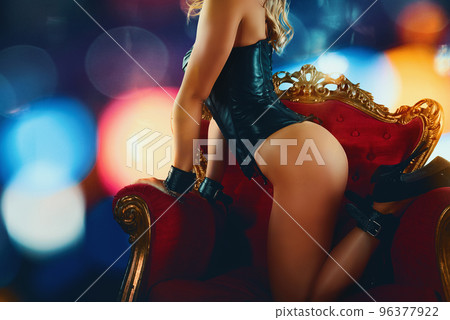 Sexy woman in lingerie and bdsm style in old... - Stock Photo [96377922] -  PIXTA