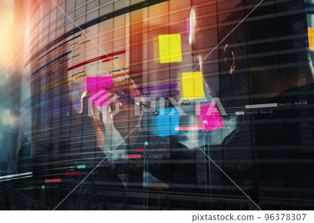 businessman work together as teamwork and partner with sticker businessman work together as teamwork and partner with sticker 96378307