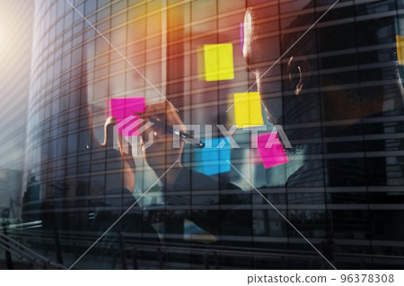 businessman work together as teamwork and partner with sticker 96378308