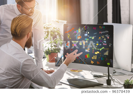 Team work on a new business creative project for a startup 96378439