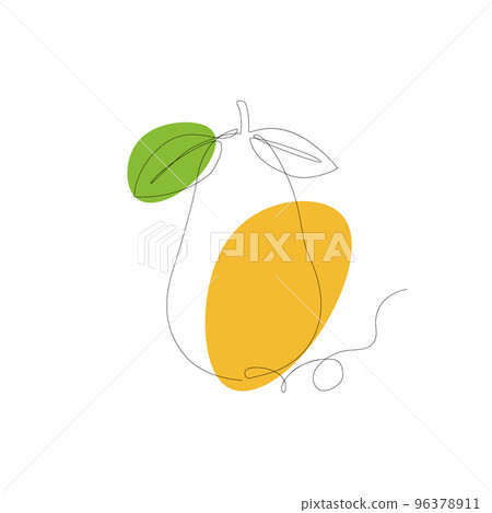 Pear in continuous line drawing style. Black line sketch on a white background. Vector illustration 96378911