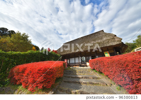 （富山市）民族民俗村茅草屋頂和秋葉的老房子 96380813