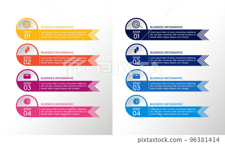 Business infographic with icons. Business diagrams, presentations and charts. Set. Vector 96381414