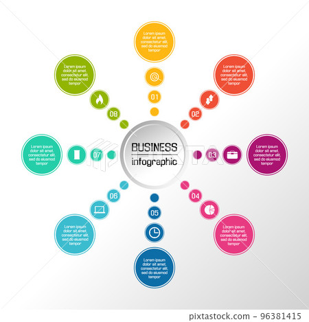 Vector circle infographic with icons. Business diagrams, presentations and charts. Vector Vector circle infographic with icons. Business diagrams, presentations and charts. Vector 96381415