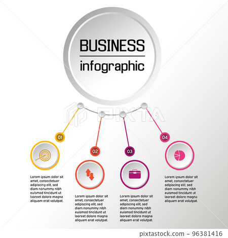 Vector circle infographic with icons. Business diagrams, presentations and charts. Vector 96381416