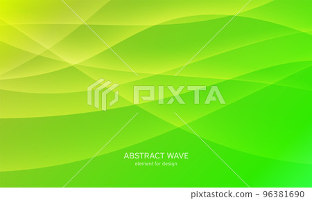Abstract wave element for design. Green. Digital frequency track equalizer. Stylized line art background. Colorful shiny wave with lines created using blend tool.Curved wavy line, smooth stripe Vector 96381690