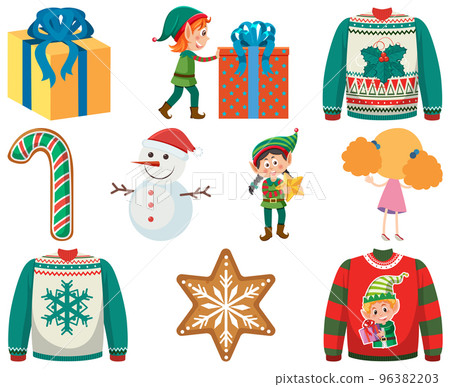Christmas characters and elements set 96382203