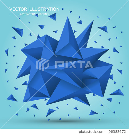 Volume geometric shape. Abstract Polygonal Geometric Shape. 3d blue crystals. Low polygons object. Lowpoly Minimal Style Art. Vector Illustration. 96382672