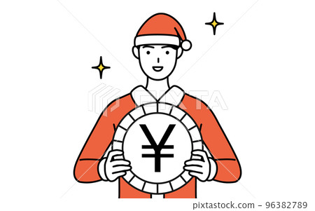 Image of foreign exchange gains and appreciation of the yen, a man in Santa Claus Image of foreign exchange gains and appreciation of the yen, a man in Santa Claus 96382789