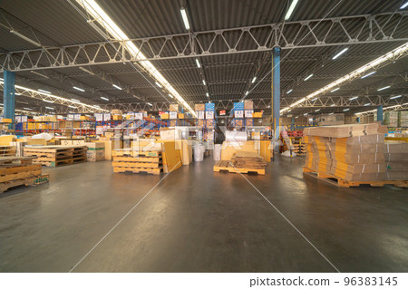 Interior of large warehouse retail store industry. Rack of furniture and home accessories stock storage. Interior of cargo in ecommerce and logistic concept. Depot Interior of large warehouse retail store industry. Rack of furniture and home accessories stock storage. Interior of cargo in ecommerce and logistic concept. Depot 96383145