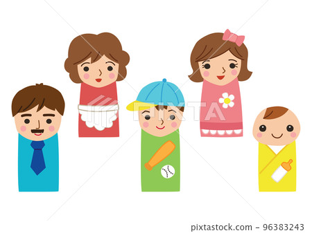 Ohanashiyubi-san family finger puppet hand-drawn style 96383243