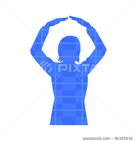 一個女商人用手做圓圈的輪廓格子圖案 96383636