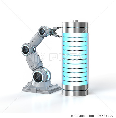Battery research and development with robot hold rechargeable battery 96383799