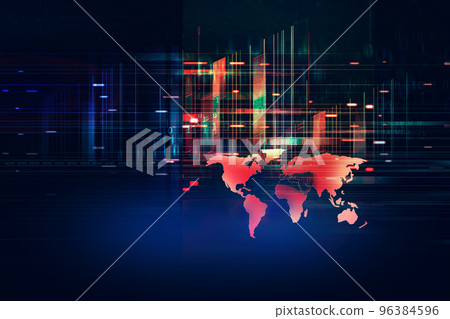 Digital data center with binary code and world map background concept series Digital data center with binary code and world map background concept series 96384596