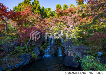 Keihanna Commemorative Park "Suikei-en" A wide view of autumn leaves centered on Momijidani Falls 96386072