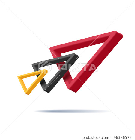Abstract arrow, 3d triangle shapes composed in arrow, red black and yellow Abstract arrow, 3d triangle shapes composed in arrow, red black and yellow 96386575