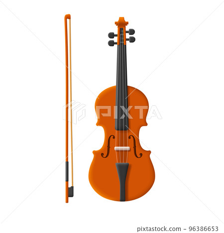 A violin with bow music instrument vector illustration isolated on white background A violin with bow music instrument vector illustration isolated on white background 96386653