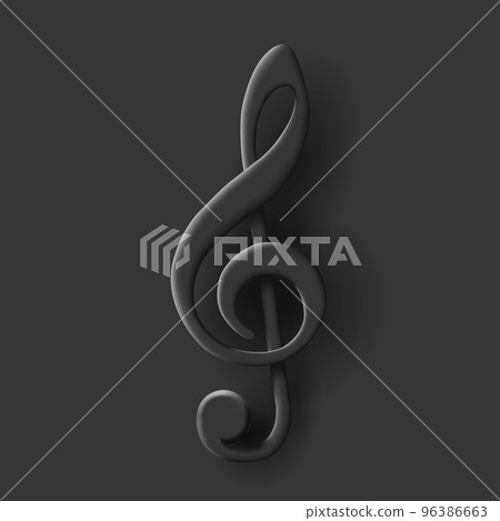 3d black icon of treble clef, black volume monochrome sign 96386663