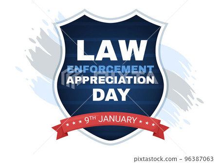 National Law Enforcement Appreciation Day or LEAD on January 9th to Thank and Show Support in Flat Cartoon Hand Drawn Templates Illustration 96387063