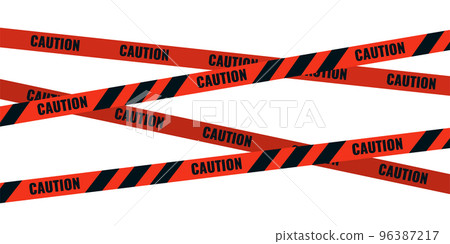 Caution tape. Caution red warning lines isolated on white 96387217