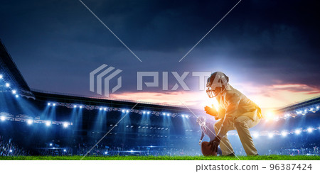 Businessman acting as american football players Businessman acting as american football players 96387424