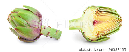 Fresh Artichokes isolated on white background closeup Fresh Artichokes isolated on white background closeup 96387465