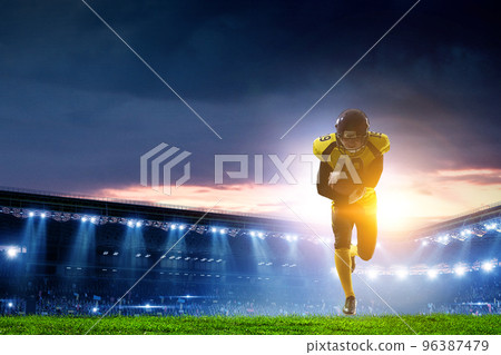 Businessman acting as american football players Businessman acting as american football players 96387479