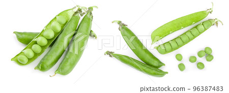 Fresh green pea pod isolated on white background Fresh green pea pod isolated on white background 96387483