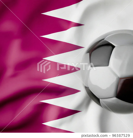 qatar soccer world cup soccer ball on qatar flag illustration 96387529