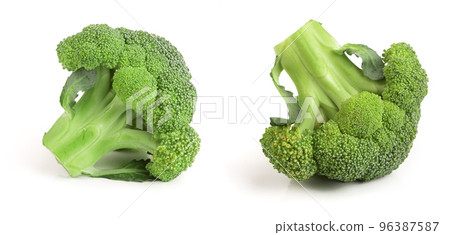 fresh broccoli isolated on white background close-up 96387587