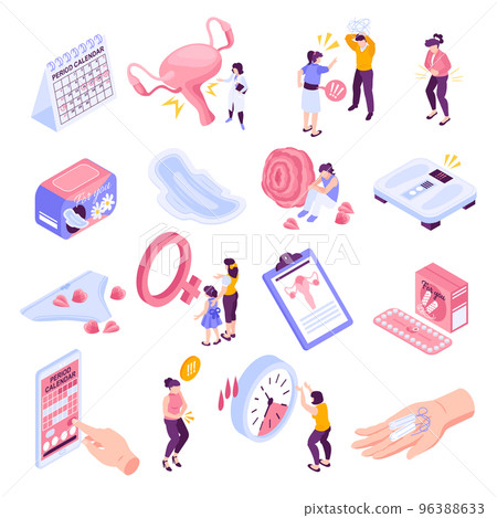 Menstrual Cycle Icon Set 96388633