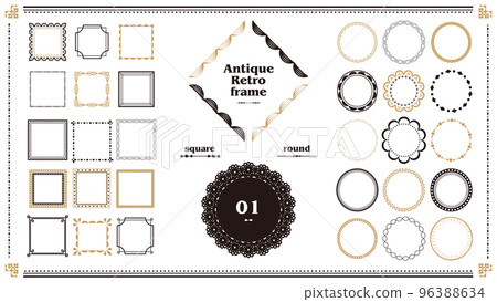 復古和復古經典古董框架設計 01 裝飾框架插圖素材 96388634
