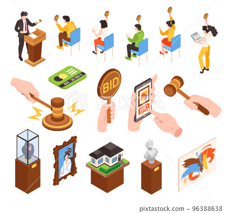 Isometric Auction Bids Set 96388638