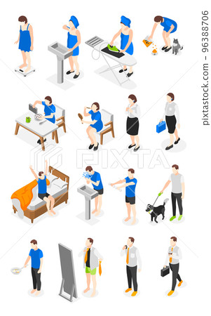 People Morning Routine Isometric Set People Morning Routine Isometric Set 96388706