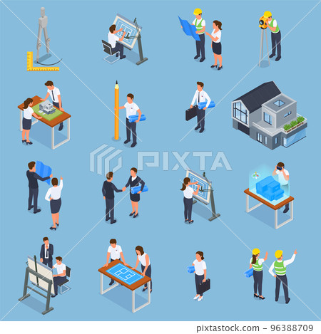 Architect Construction Isometric Set Architect Construction Isometric Set 96388709